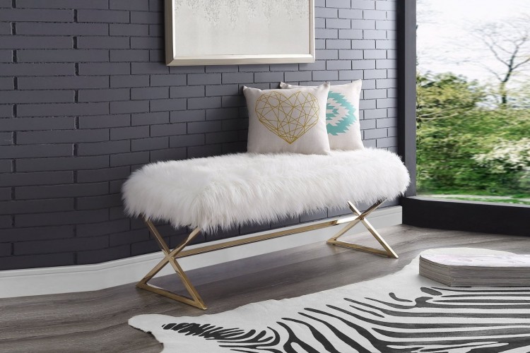 Luxury Bench (Peluş-Beyaz)