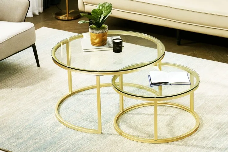 Vita Glass Orta Sehpa (Siyah/Sarı/Gold/Krom)